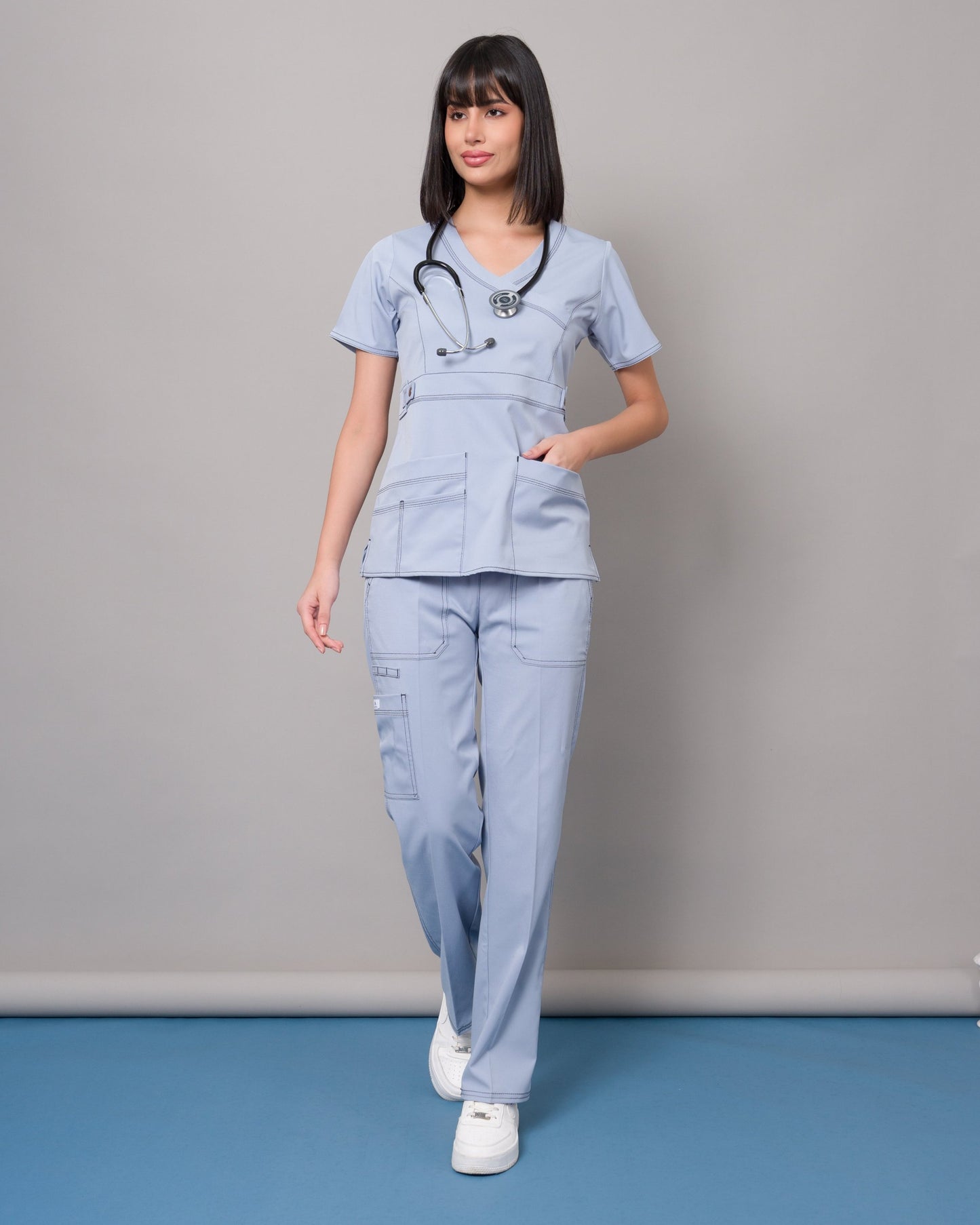 Scrub Allynta SD-03 Celeste Acerado - Chaqueta