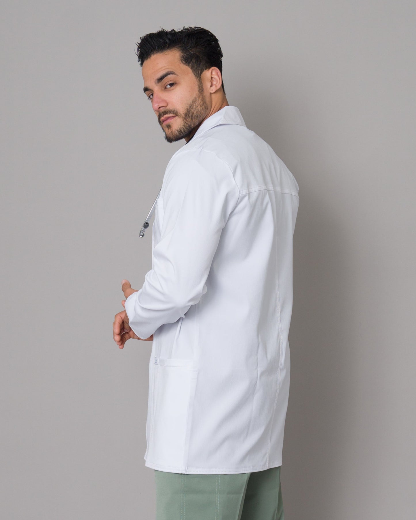 Bata Médica Allynta D1 Estilo Blanco Blanco (Hombre)