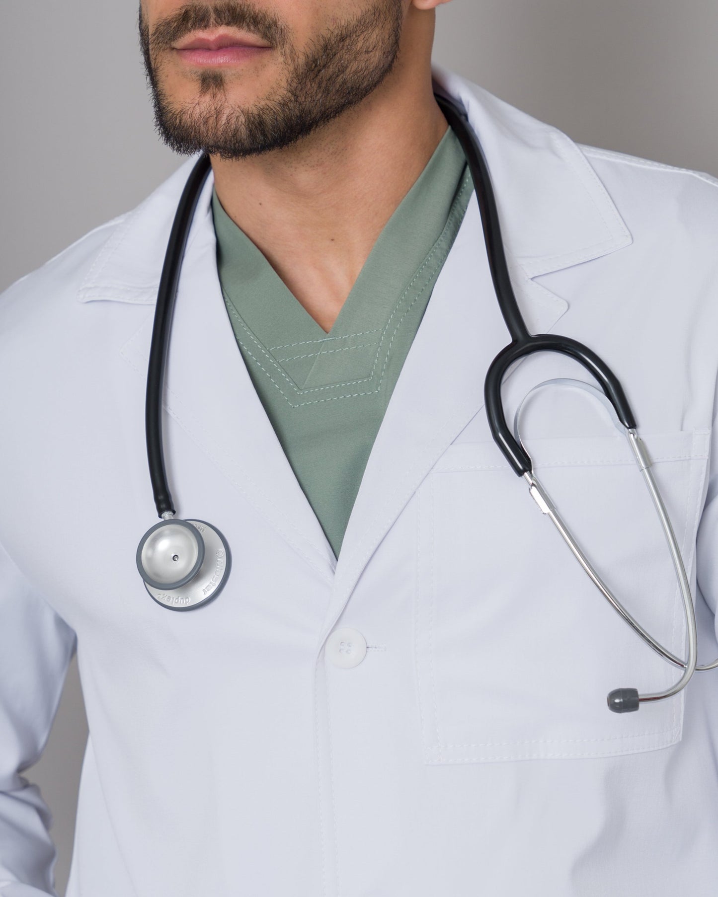 Bata Médica Allynta D1 Estilo Blanco Blanco (Hombre)