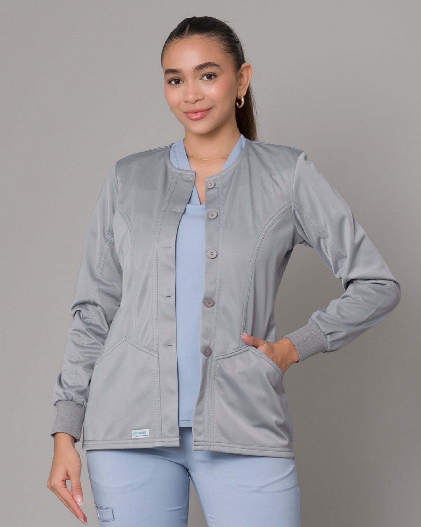 Cardigan Clínico Con Botones - Plomo