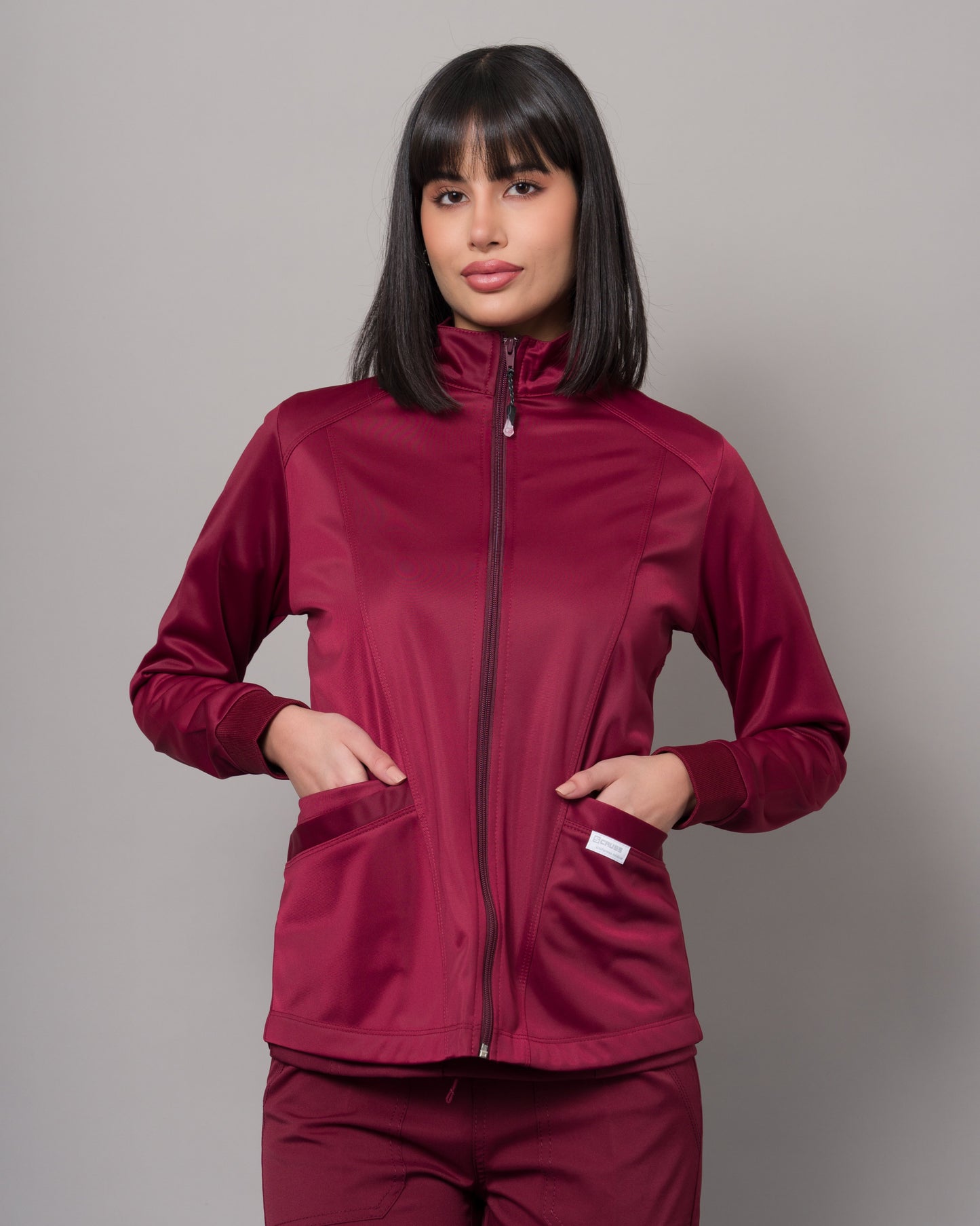 Cardigan Clínico Con Cierre - Guinda