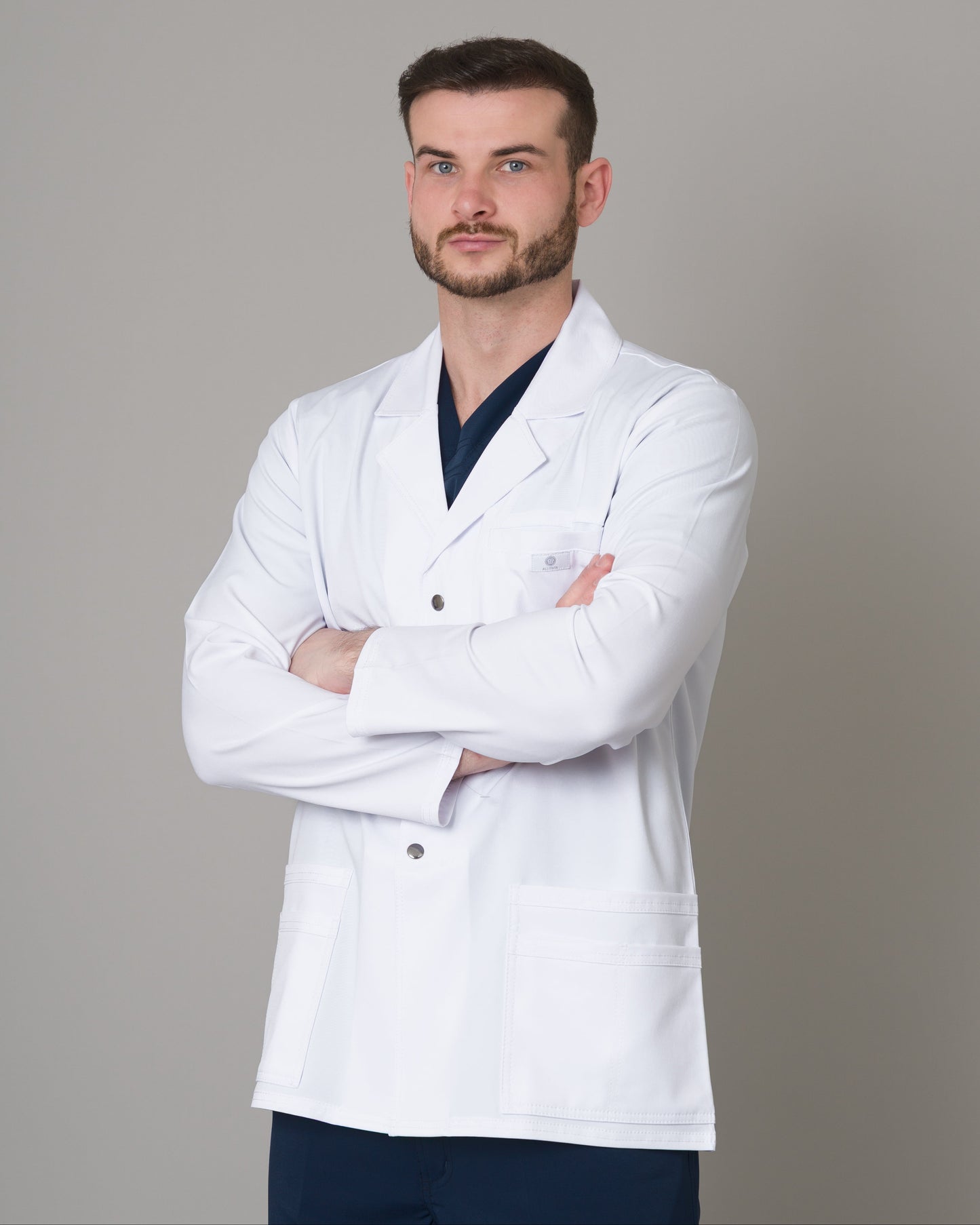 Bata Médica Allynta D3 Estilo Blazer Blanco (Hombre)