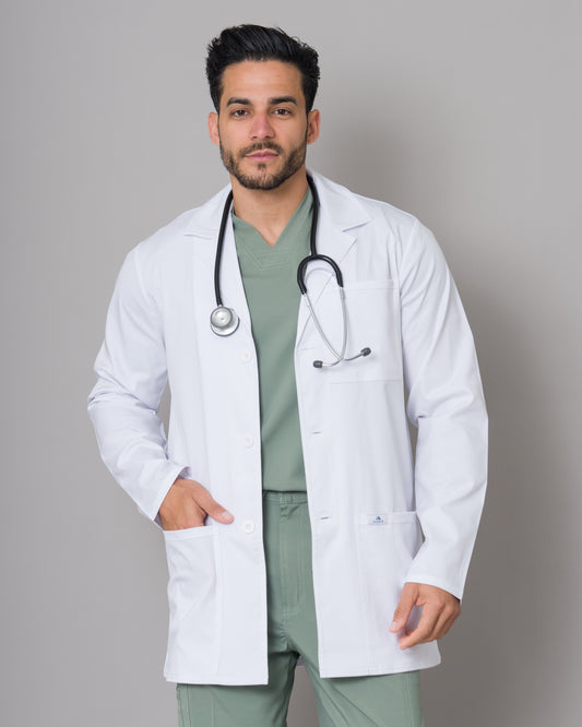Bata Médica Allynta D1 Estilo Blanco Blanco (Hombre)