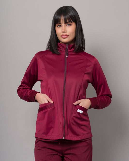 Cardigan Clínico Con Cierre - Guinda
