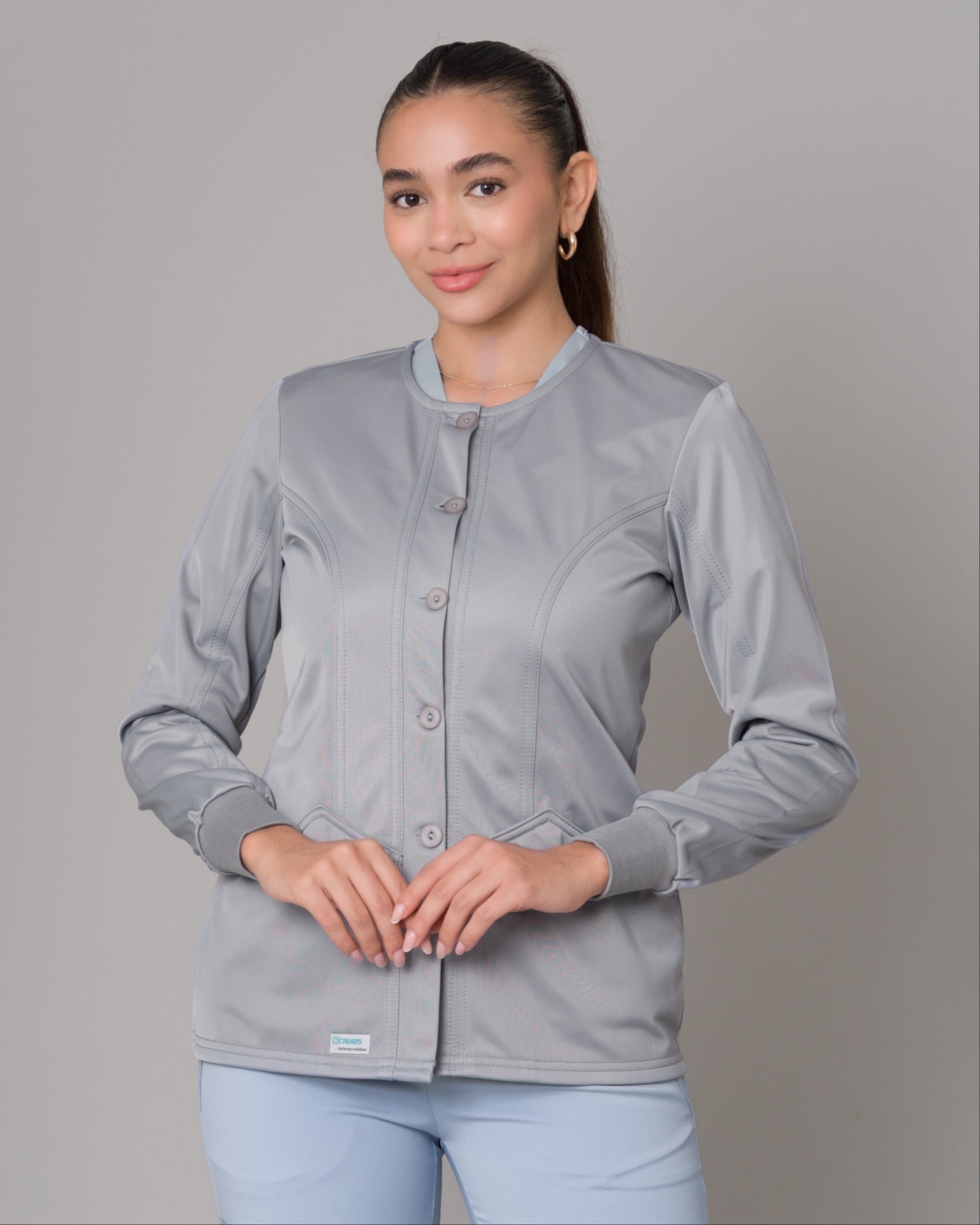 Cardigan Clínico Con Botones - Plomo
