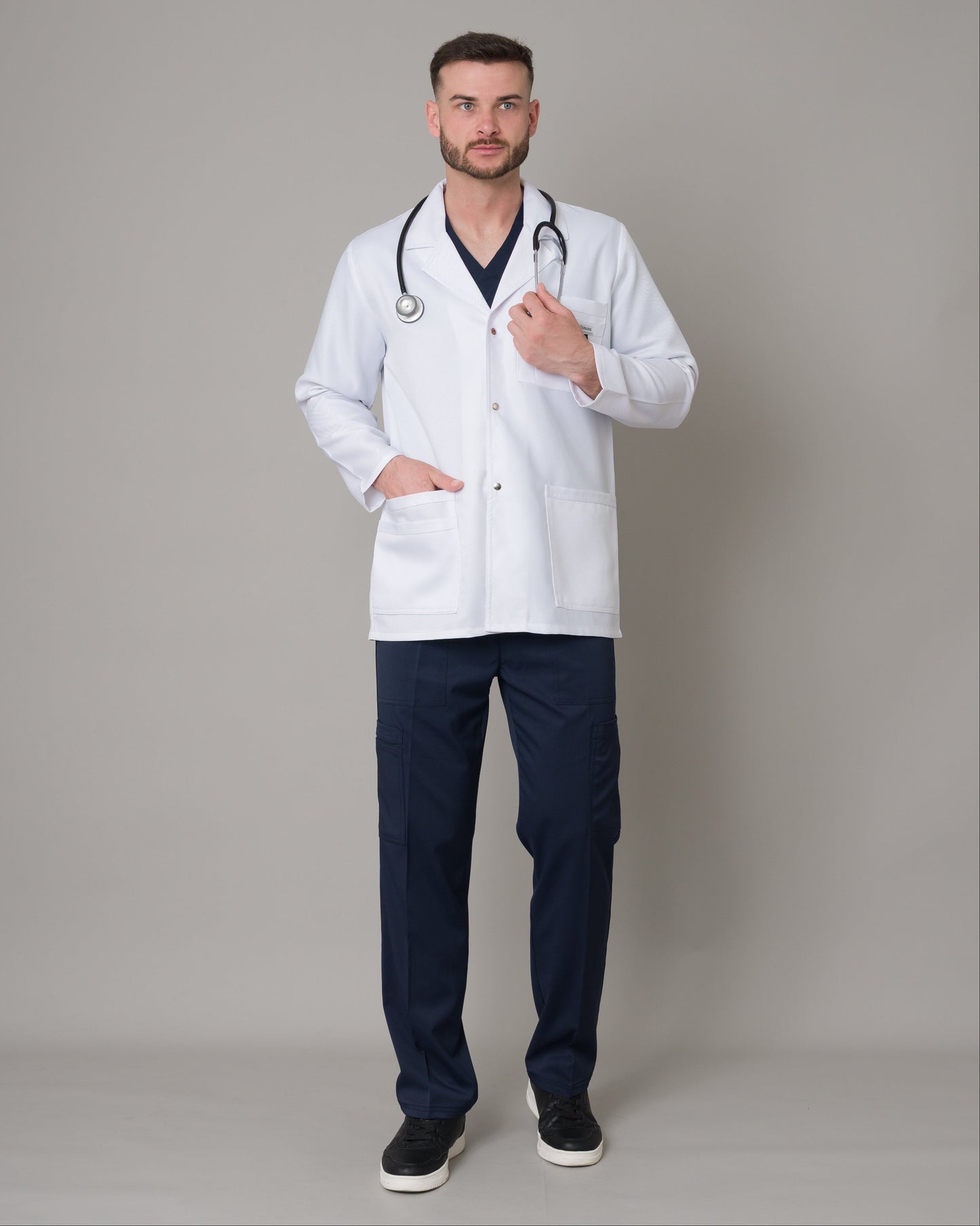 Bata Médica D-01 Estilo Blazer Blanco (hombre)