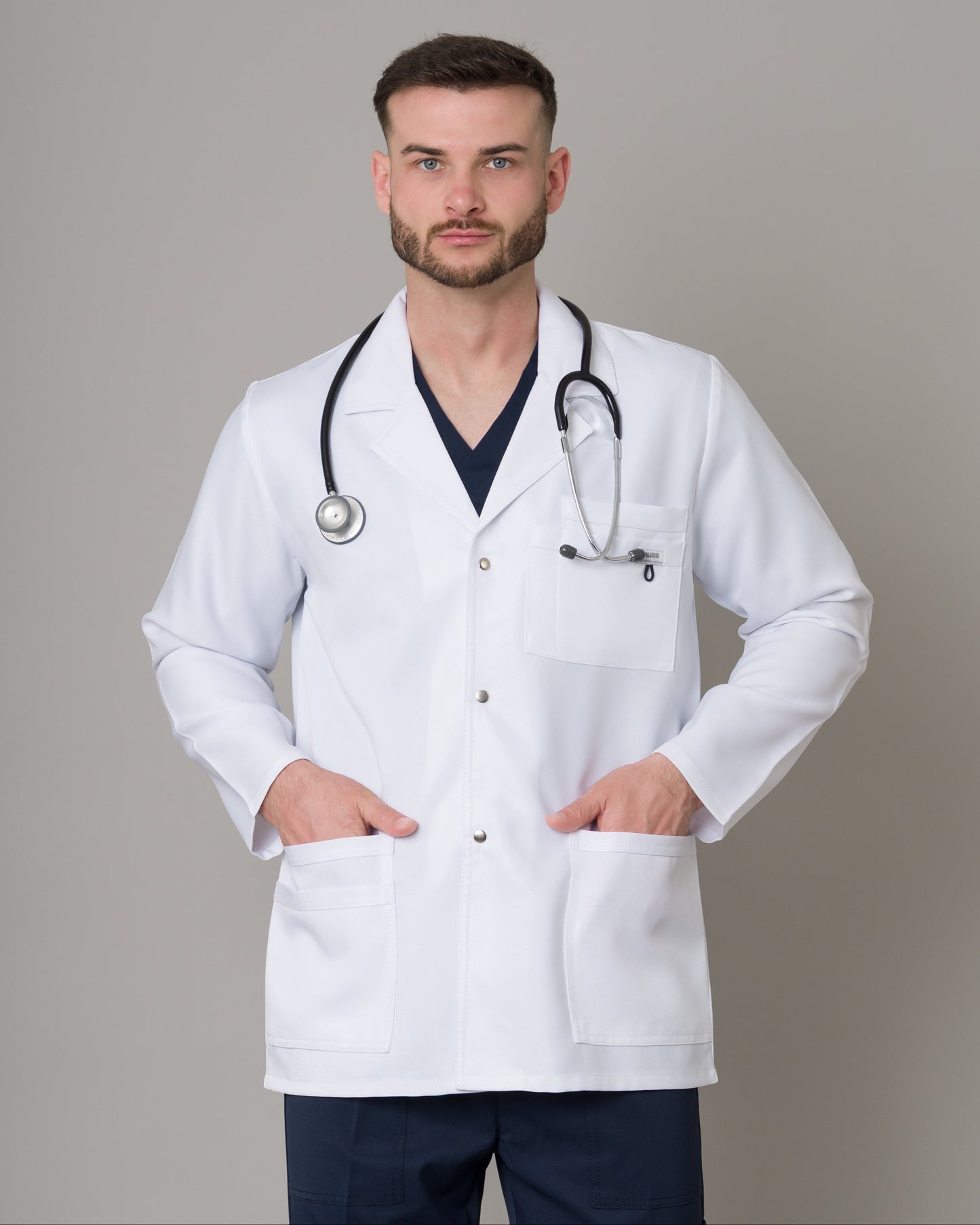 Bata Médica D-01 Estilo Blazer Blanco (hombre)