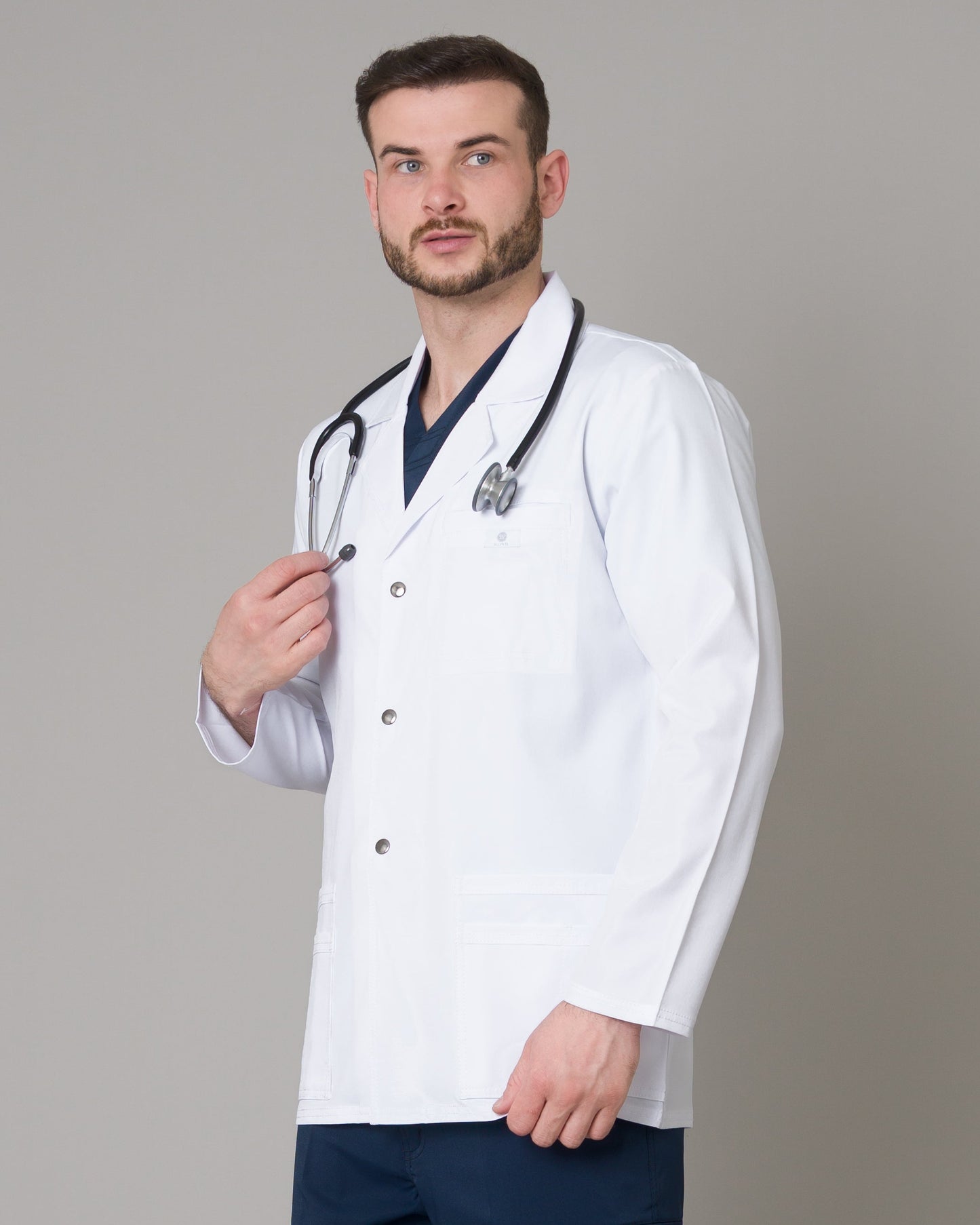 Bata Médica Allynta D3 Estilo Blazer Blanco (Hombre)