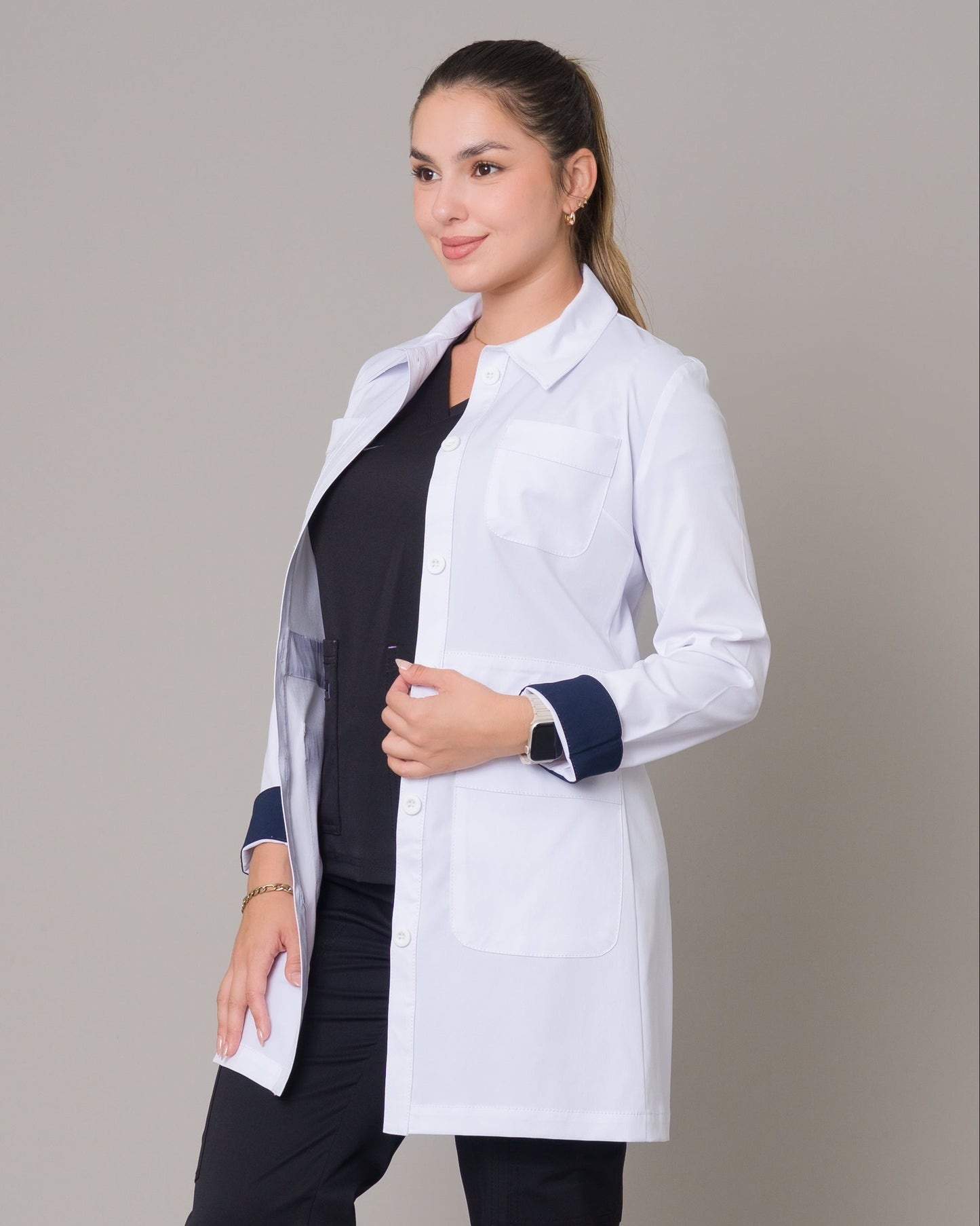 Bata Médica Allynta D-03 Largo Blanco