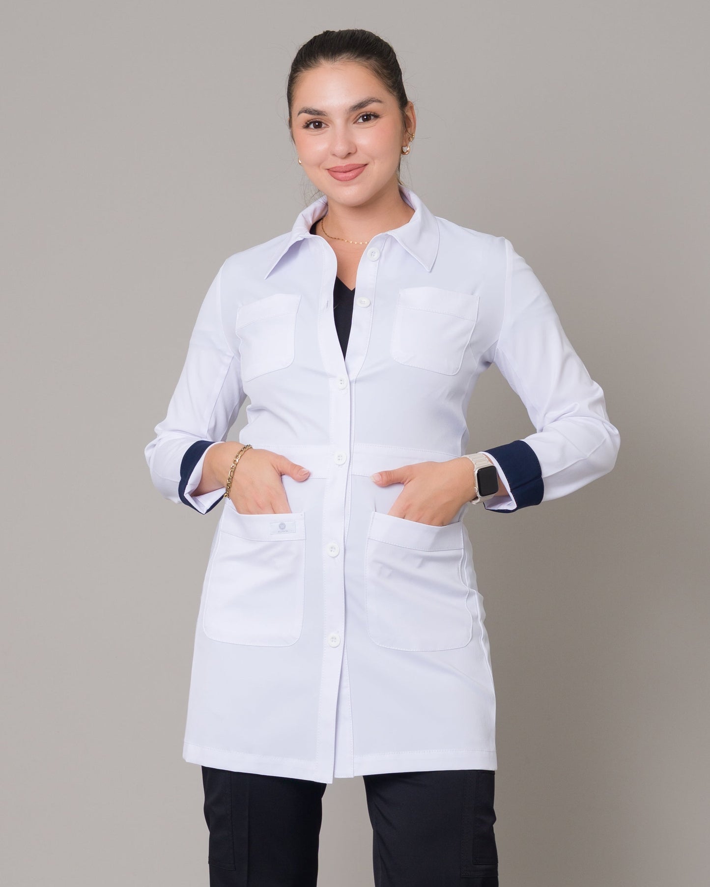 Bata Médica Allynta D-03 Largo Blanco