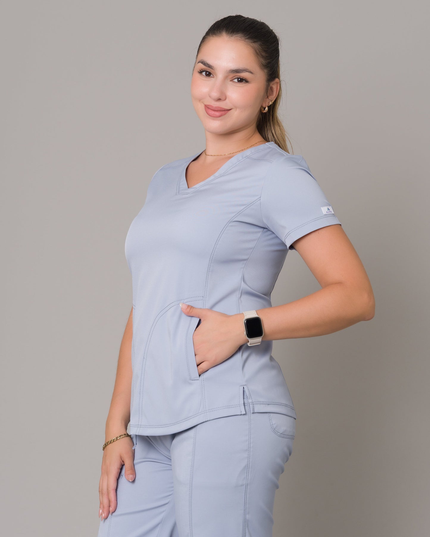 Scrub Allynta SD-02 Celeste Acerado - Chaqueta