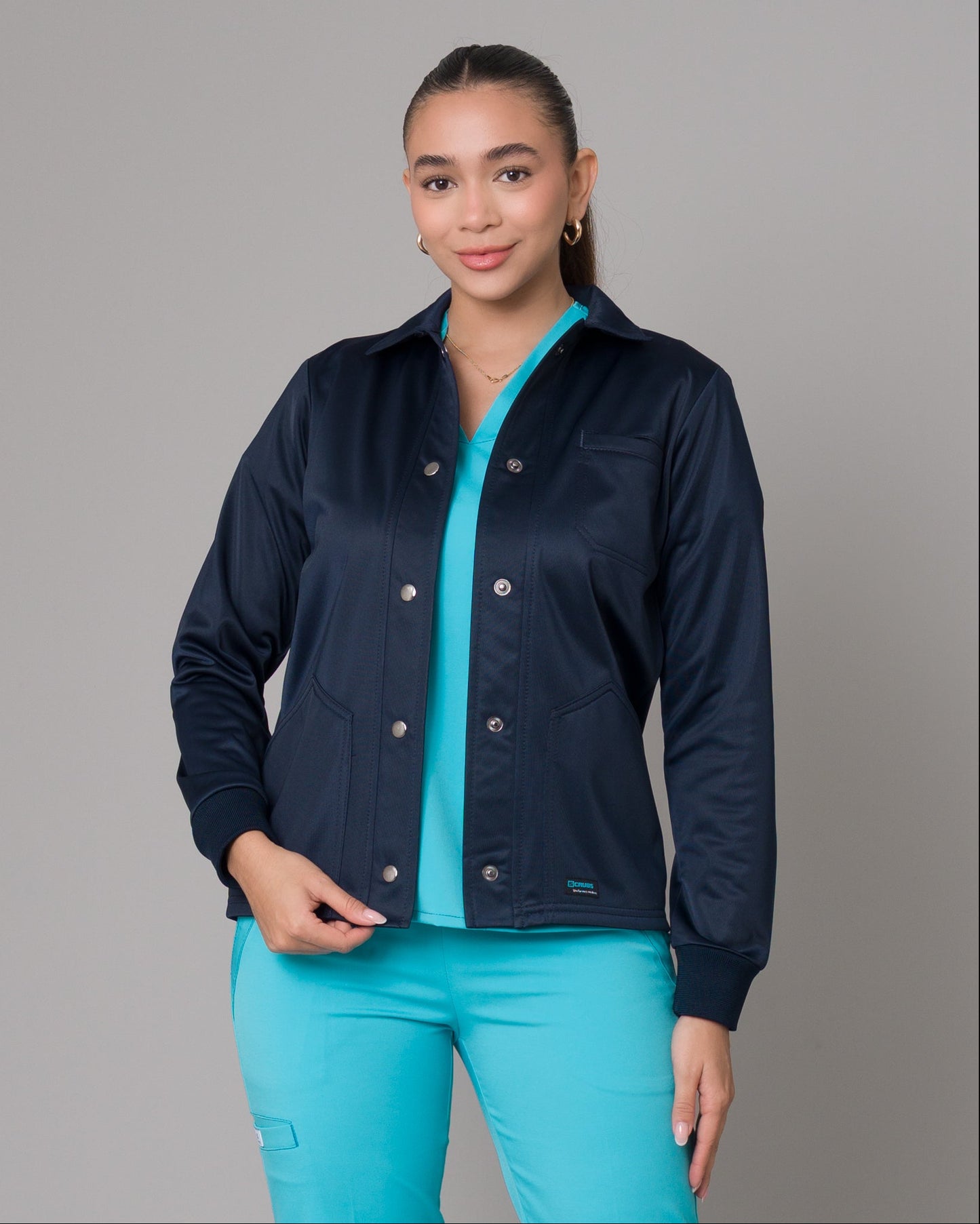 Cardigan Clínico Con Broches Azul Marino