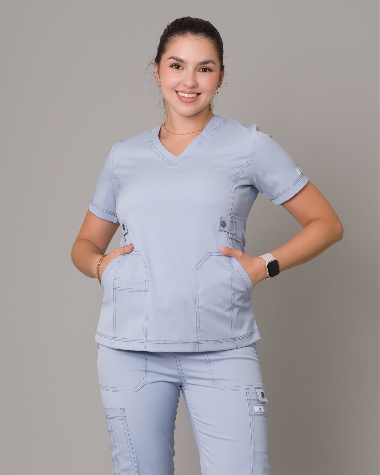 Scrub Allynta SD-04 Celeste Acerado - Chaqueta