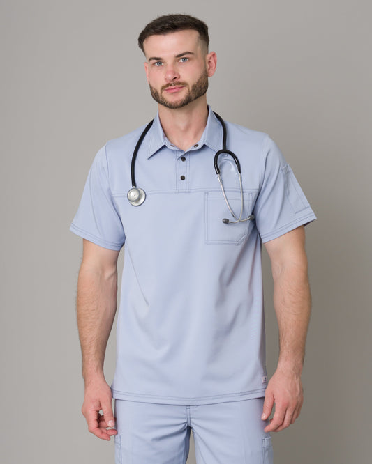 Scrub Allynta Camisero Celeste Acerado - Chaqueta